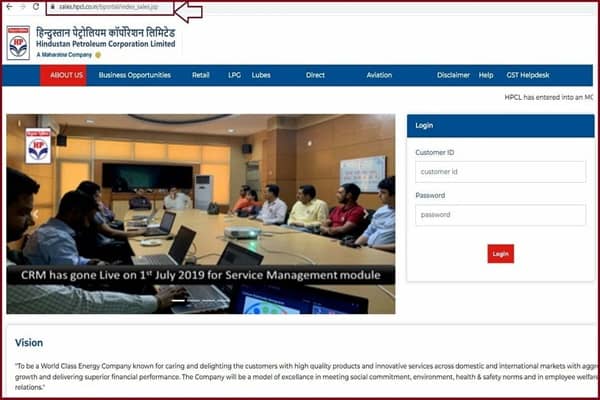 HPCL Business Portal Login